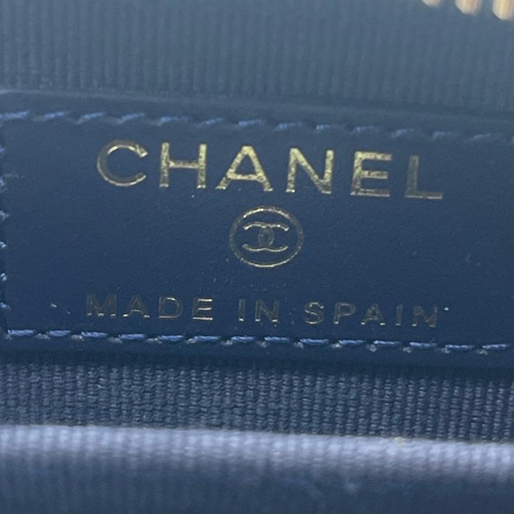 CHANEL シャネル マトラッセ キャビアスキン コインケース 財布 ネイビー ゴールド金具 ★美品★