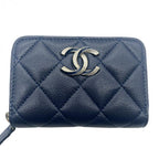CHANEL シャネル マトラッセ キャビアスキン コインケース 財布 ネイビー ゴールド金具 ★美品★