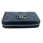 CHANEL シャネル マトラッセ キャビアスキン コインケース 財布 ネイビー ゴールド金具 ★美品★