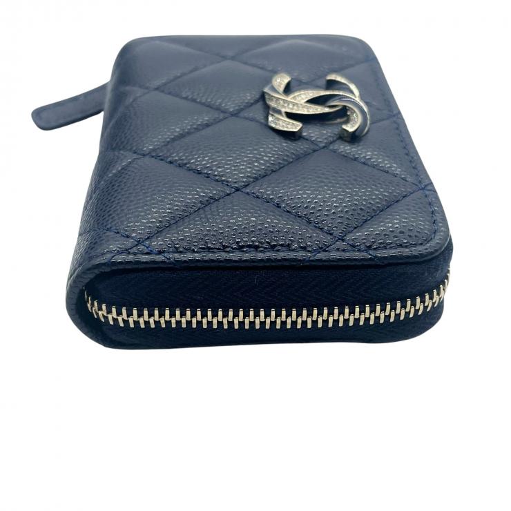 CHANEL シャネル マトラッセ キャビアスキン コインケース 財布 ネイビー ゴールド金具 ★美品★