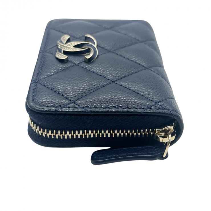 CHANEL シャネル マトラッセ キャビアスキン コインケース 財布 ネイビー ゴールド金具 ★美品★