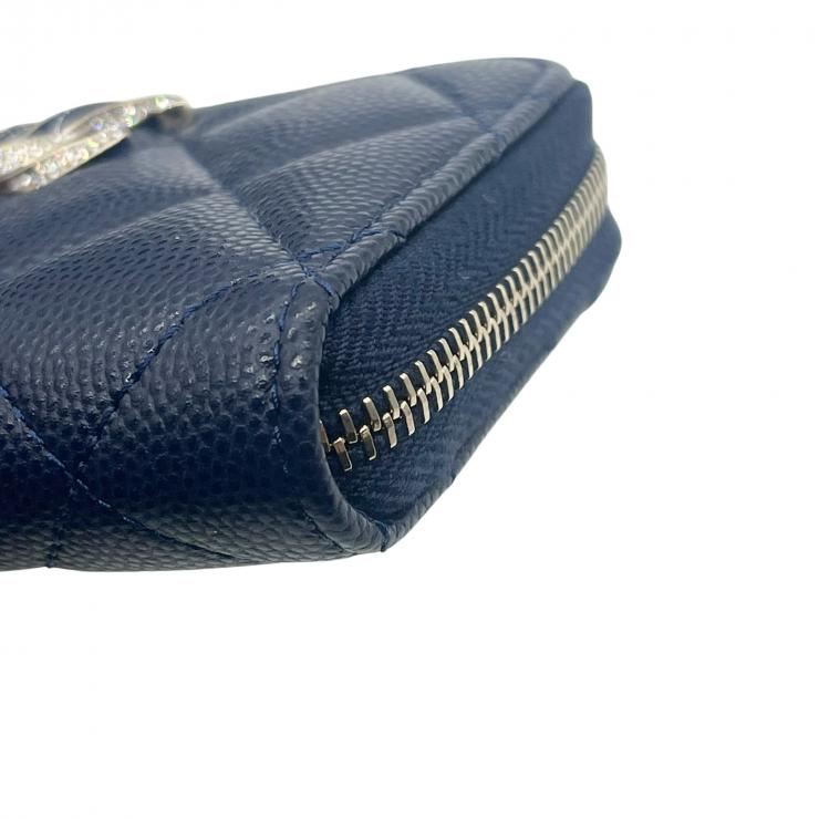 CHANEL シャネル マトラッセ キャビアスキン コインケース 財布 ネイビー ゴールド金具 ★美品★