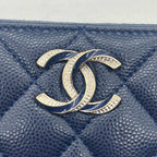 CHANEL シャネル マトラッセ キャビアスキン コインケース 財布 ネイビー ゴールド金具 ★美品★