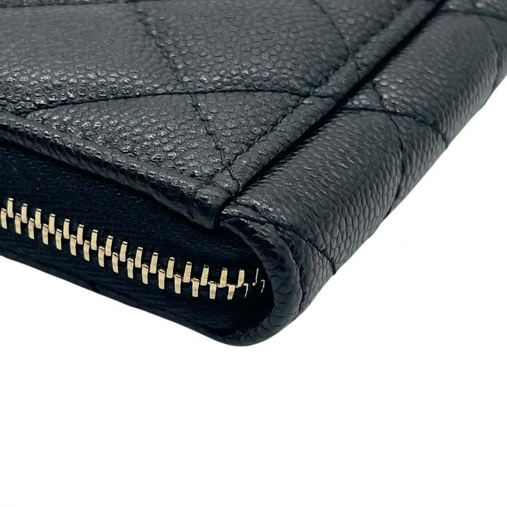 CHANEL シャネル マトラッセ キャビアスキン コインケース カードケース AP3179 L字ファスナー ブラック ゴールド金具 ★美品★