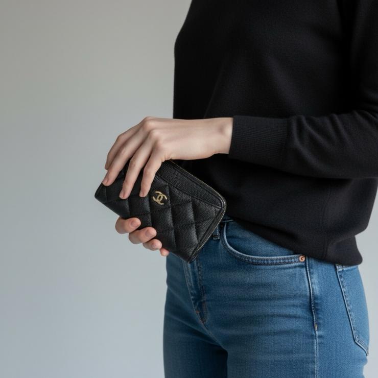 CHANEL シャネル マトラッセ キャビアスキン コインケース カードケース AP3179 L字ファスナー ブラック ゴールド金具 ★美品★
