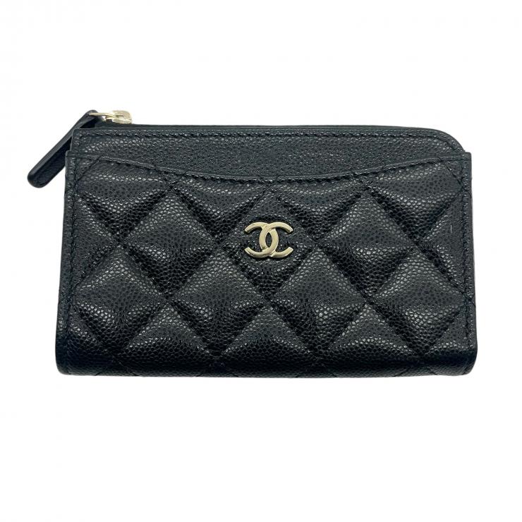 CHANEL シャネル マトラッセ キャビアスキン コインケース カードケース AP3179 L字ファスナー ブラック ゴールド金具 ★美品★