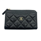 CHANEL シャネル マトラッセ キャビアスキン コインケース カードケース AP3179 L字ファスナー ブラック ゴールド金具 ★美品★