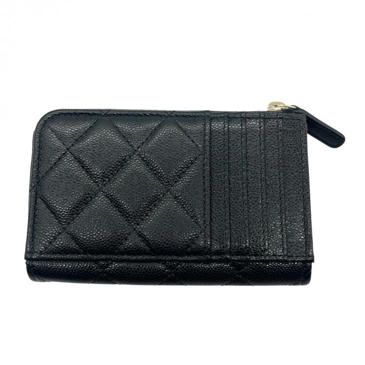 CHANEL シャネル マトラッセ キャビアスキン コインケース カードケース AP3179 L字ファスナー ブラック ゴールド金具 ★美品★