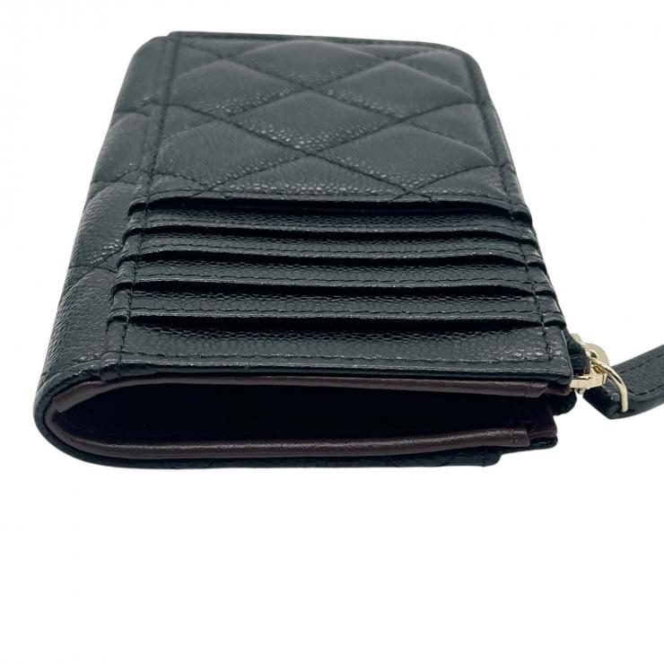 CHANEL シャネル マトラッセ キャビアスキン コインケース カードケース AP3179 L字ファスナー ブラック ゴールド金具 ★美品★