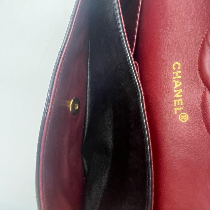 CHANEL シャネル マトラッセ25 ラムスキン レザー Wフラップ Wチェーン ショルダーバッグ バッグ ゴールド金具 1番台 ヴィンテージ A01112 ★ギャラ付★