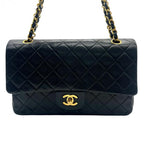 CHANEL シャネル マトラッセ25 ラムスキン レザー Wフラップ Wチェーン ショルダーバッグ バッグ ゴールド金具 1番台 ヴィンテージ A01112 ★ギャラ付★