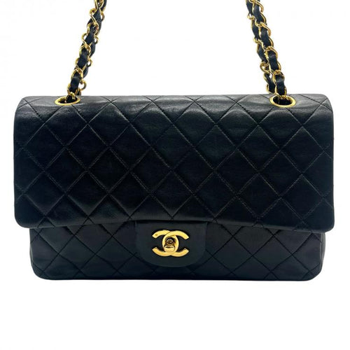 CHANEL シャネル マトラッセ25 ラムスキン レザー Wフラップ Wチェーン ショルダーバッグ バッグ ゴールド金具 1番台 ヴィンテージ A01112 ★ギャラ付★
