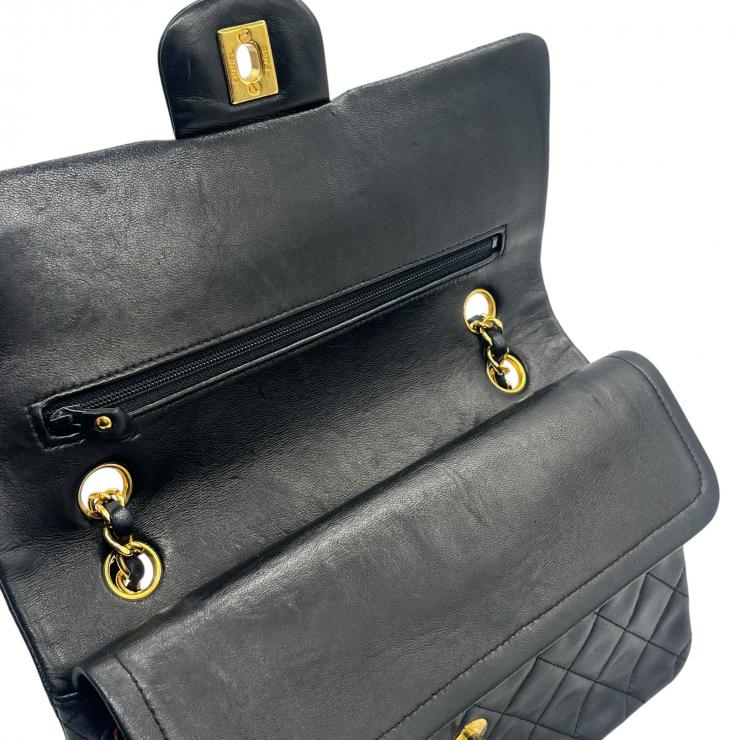 CHANEL シャネル マトラッセ25 ラムスキン レザー Wフラップ Wチェーン ショルダーバッグ バッグ ゴールド金具 1番台 ヴィンテージ A01112 ★ギャラ付★