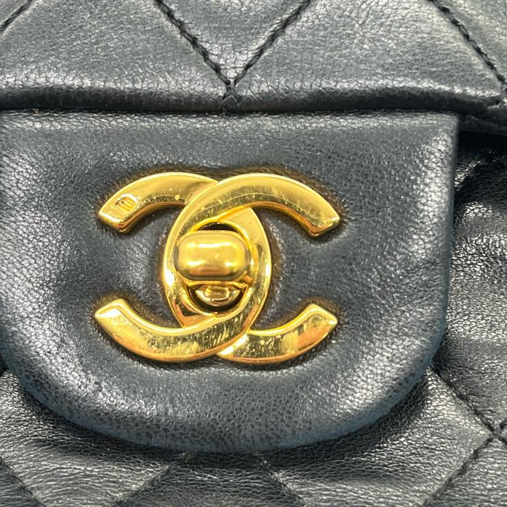 CHANEL シャネル マトラッセ25 ラムスキン レザー Wフラップ Wチェーン ショルダーバッグ バッグ ゴールド金具 1番台 ヴィンテージ A01112 ★ギャラ付★