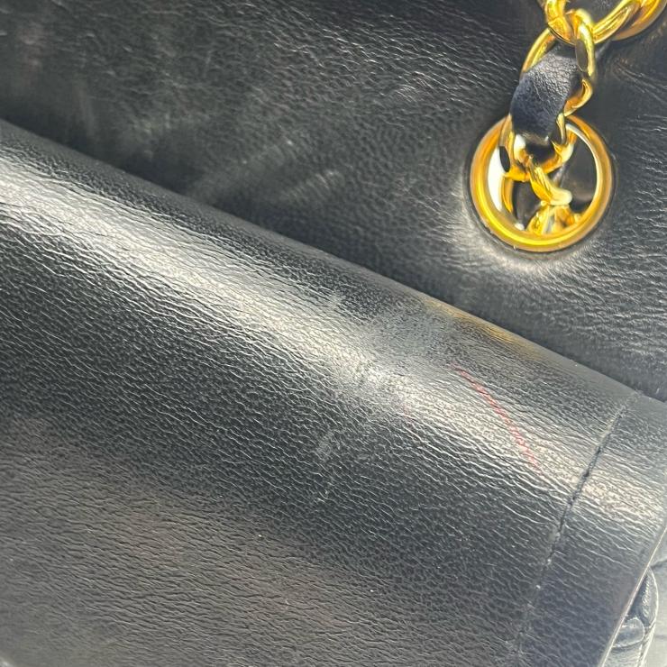 CHANEL シャネル マトラッセ25 ラムスキン レザー Wフラップ Wチェーン ショルダーバッグ バッグ ゴールド金具 1番台 ヴィンテージ A01112 ★ギャラ付★