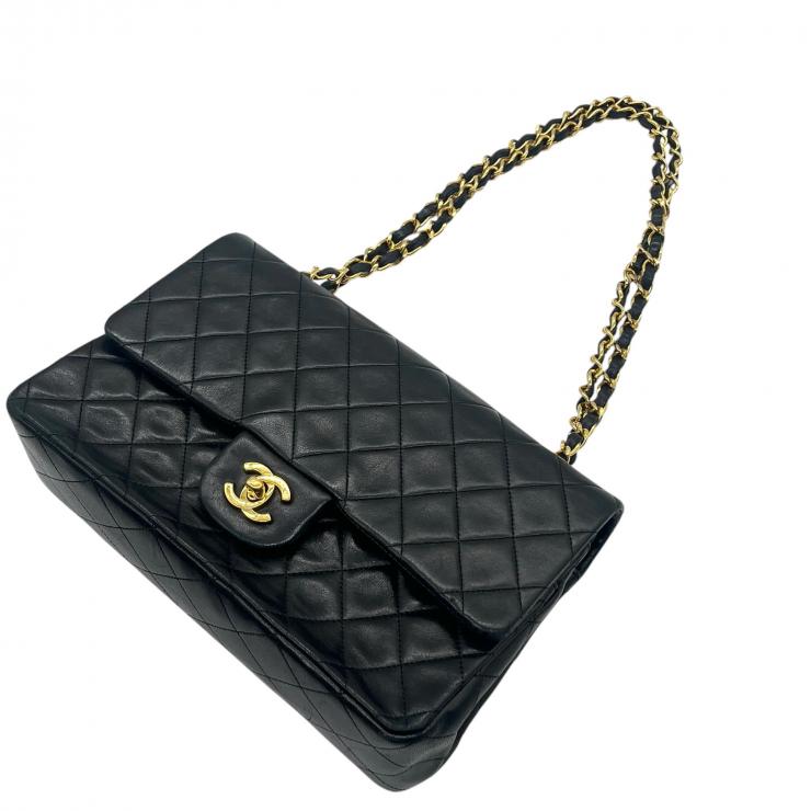 CHANEL シャネル マトラッセ25 ラムスキン レザー Wフラップ Wチェーン ショルダーバッグ バッグ ゴールド金具 1番台 ヴィンテージ A01112 ★ギャラ付★