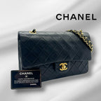 CHANEL シャネル マトラッセ25 ラムスキン レザー Wフラップ Wチェーン ショルダーバッグ バッグ ゴールド金具 1番台 ヴィンテージ A01112 ★ギャラ付★