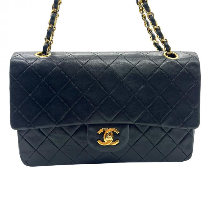 CHANEL シャネル マトラッセ25 ラムスキン レザー Wフラップ Wチェーン ショルダーバッグ バッグ ゴールド金具 1番台 ヴィンテージ A01112 ★ギャラ付★