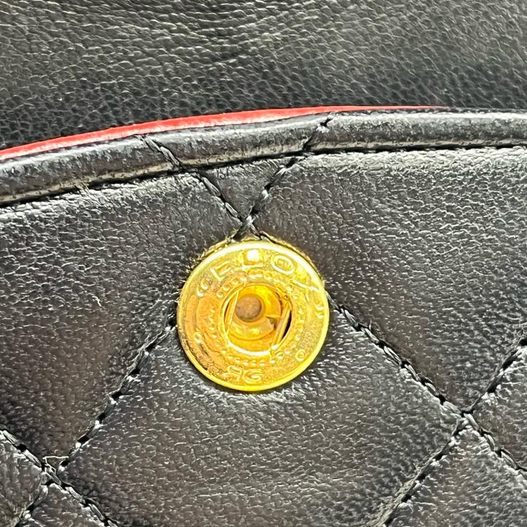 CHANEL シャネル マトラッセ25 ラムスキン レザー Wフラップ Wチェーン ショルダーバッグ バッグ ゴールド金具 1番台 ヴィンテージ A01112 ★ギャラ付★