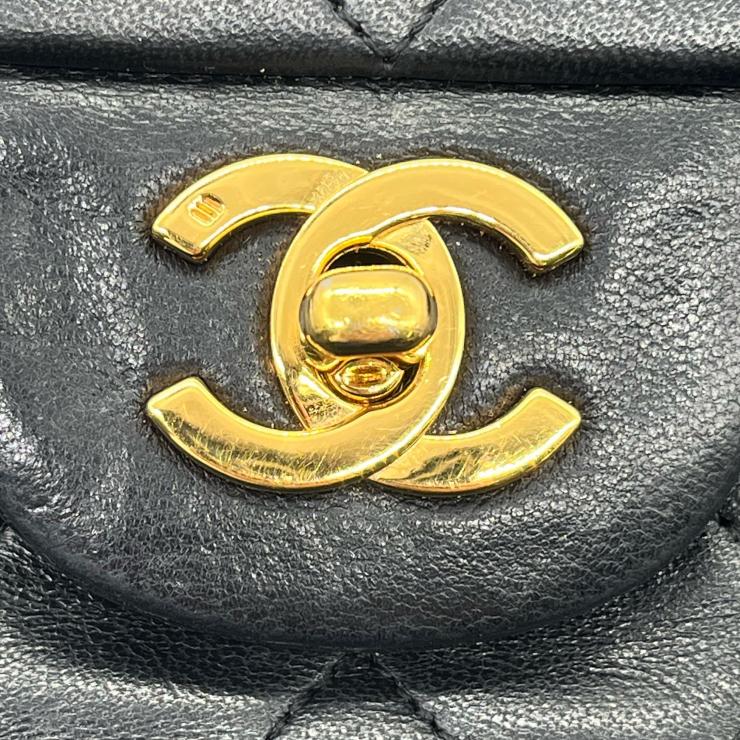 CHANEL シャネル マトラッセ25 ラムスキン レザー Wフラップ Wチェーン ショルダーバッグ バッグ ゴールド金具 1番台 ヴィンテージ A01112 ★ギャラ付★