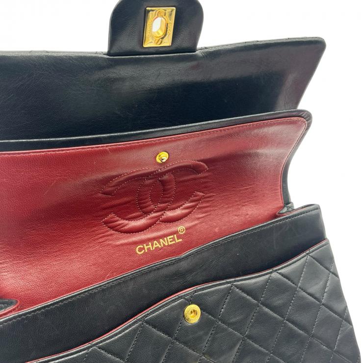 CHANEL シャネル マトラッセ25 ラムスキン レザー Wフラップ Wチェーン ショルダーバッグ バッグ ゴールド金具 1番台 ヴィンテージ A01112 ★ギャラ付★