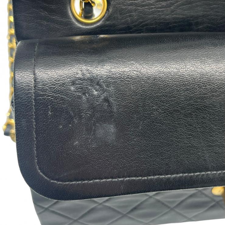 CHANEL シャネル マトラッセ25 ラムスキン レザー Wフラップ Wチェーン ショルダーバッグ バッグ ゴールド金具 1番台 ヴィンテージ A01112 ★ギャラ付★