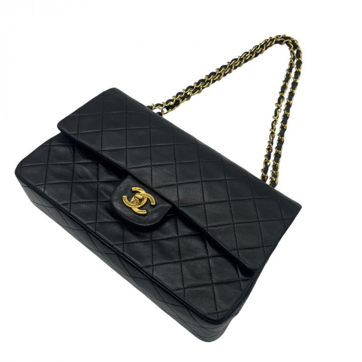 CHANEL シャネル マトラッセ25 ラムスキン レザー Wフラップ Wチェーン ショルダーバッグ バッグ ゴールド金具 1番台 ヴィンテージ A01112 ★ギャラ付★