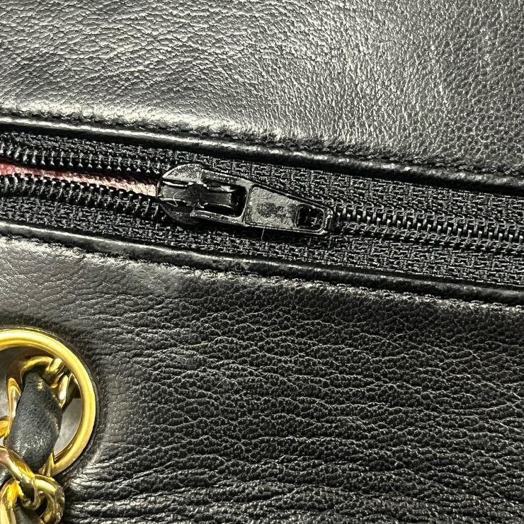 CHANEL シャネル マトラッセ25 ラムスキン レザー Wフラップ Wチェーン ショルダーバッグ バッグ ゴールド金具 1番台 ヴィンテージ A01112 ★ギャラ付★