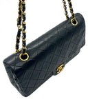 CHANEL シャネル マトラッセ25 ラムスキン レザー Wフラップ Wチェーン ショルダーバッグ バッグ ゴールド金具 1番台 ヴィンテージ A01112 ★ギャラ付★