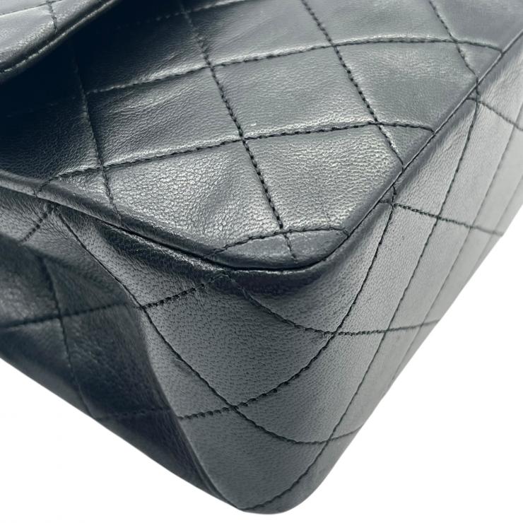 CHANEL シャネル マトラッセ25 ラムスキン レザー Wフラップ Wチェーン ショルダーバッグ バッグ ゴールド金具 1番台 ヴィンテージ A01112 ★ギャラ付★