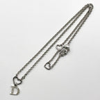 Christian Dior クリスチャン ディオール Dロゴ ハート ラインストーン ネックレス アクセサリー シルバー ★美品★