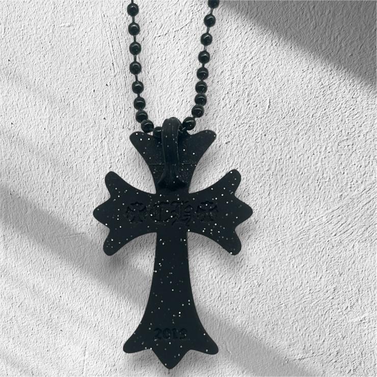 CHROME HEARTS クロムハーツ ラバー グリッター スモールCHクロス RUBBER SML CH CROSS シリコン ネックレス アクセサリー ブラック ラメ ★保証書★