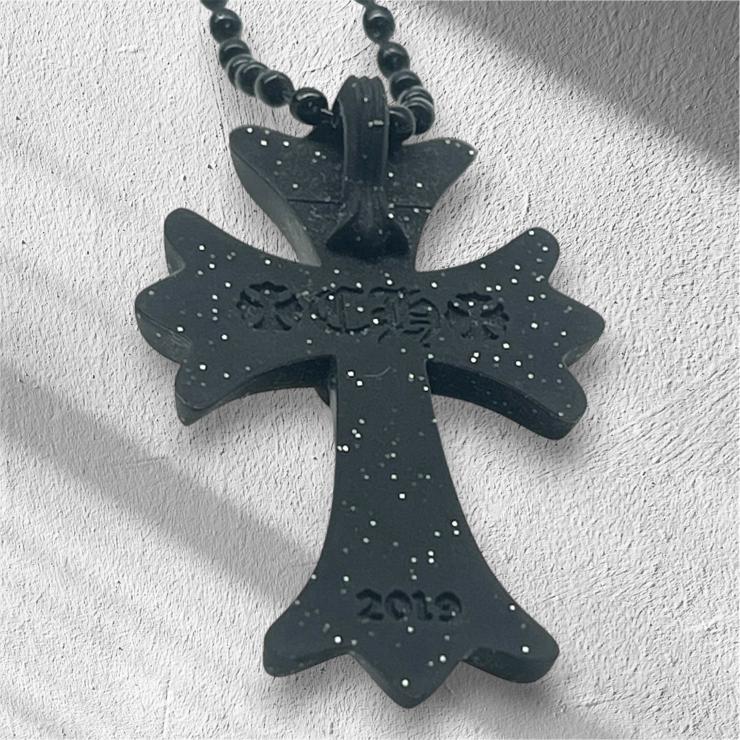 CHROME HEARTS クロムハーツ ラバー グリッター スモールCHクロス RUBBER SML CH CROSS シリコン ネックレス アクセサリー ブラック ラメ ★保証書★