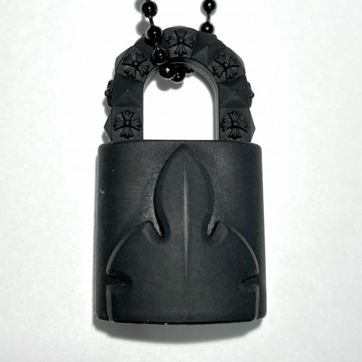 CHROME HEARTS クロムハーツ ラバー パドロック フレアニー シリコン ネックレス ブラック アクセサリー ★袋付★ ★人気高騰中★