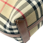 Burberry バーバリー ノバチェック ロンドン ミニ キャンバスxレザー 2WAY ハンドバッグ トートバッグ ブラウン ★美品★