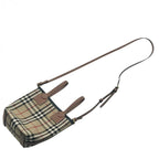 Burberry バーバリー ノバチェック ロンドン ミニ キャンバスxレザー 2WAY ハンドバッグ トートバッグ ブラウン ★美品★