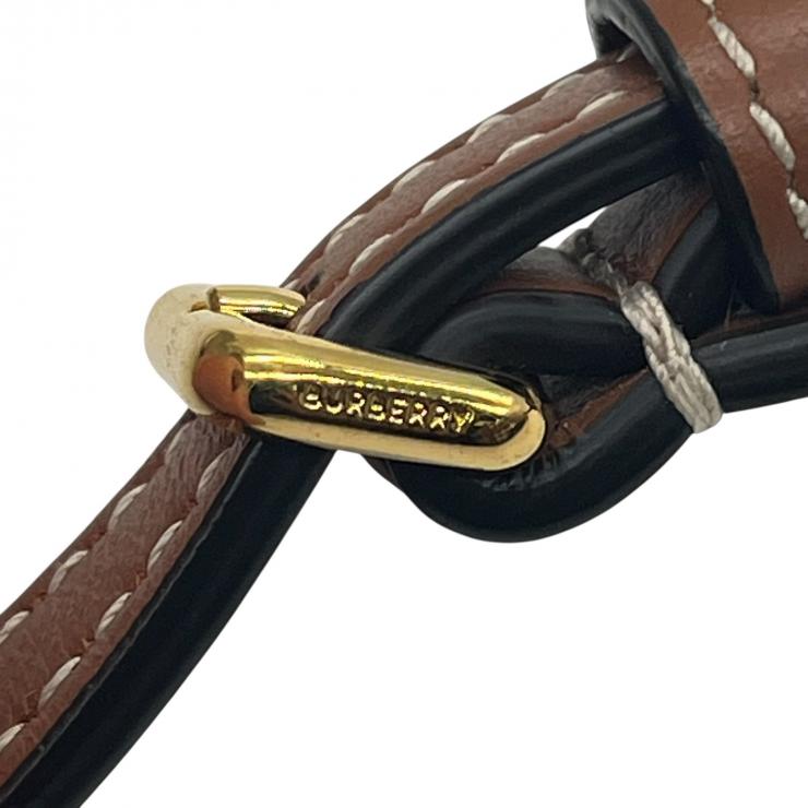Burberry バーバリー ノバチェック ロンドン ミニ キャンバスxレザー 2WAY ハンドバッグ トートバッグ ブラウン ★美品★
