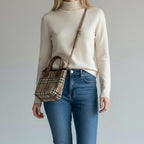 Burberry バーバリー ノバチェック ロンドン ミニ キャンバスxレザー 2WAY ハンドバッグ トートバッグ ブラウン ★美品★