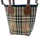 Burberry バーバリー ノバチェック ロンドン ミニ キャンバスxレザー 2WAY ハンドバッグ トートバッグ ブラウン ★美品★