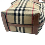 Burberry バーバリー ノバチェック ロンドン ミニ キャンバスxレザー 2WAY ハンドバッグ トートバッグ ブラウン ★美品★