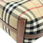 Burberry バーバリー ノバチェック ロンドン ミニ キャンバスxレザー 2WAY ハンドバッグ トートバッグ ブラウン ★美品★