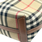 Burberry バーバリー ノバチェック ロンドン ミニ キャンバスxレザー 2WAY ハンドバッグ トートバッグ ブラウン ★美品★