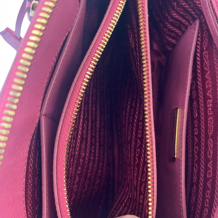PRADA プラダ サフィアーノ レザー 2WAYハンドバッグ ショルダーバッグ ピンク ゴールド金具 ★美品★