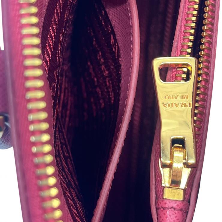 PRADA プラダ サフィアーノ レザー 2WAYハンドバッグ ショルダーバッグ ピンク ゴールド金具 ★美品★