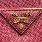PRADA プラダ サフィアーノ レザー 2WAYハンドバッグ ショルダーバッグ ピンク ゴールド金具 ★美品★