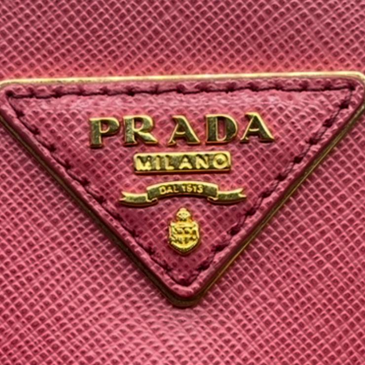 PRADA プラダ サフィアーノ レザー 2WAYハンドバッグ ショルダーバッグ ピンク ゴールド金具 ★美品★