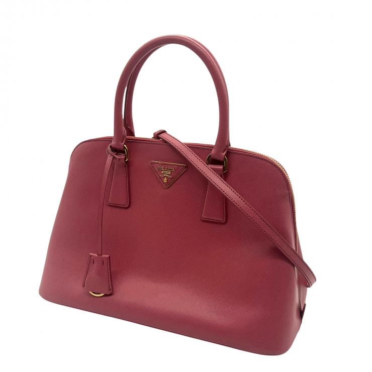 PRADA プラダ サフィアーノ レザー 2WAYハンドバッグ ショルダーバッグ ピンク ゴールド金具 ★美品★