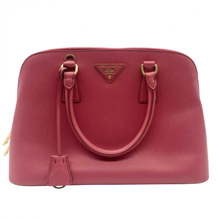 PRADA プラダ サフィアーノ レザー 2WAYハンドバッグ ショルダーバッグ ピンク ゴールド金具 ★美品★