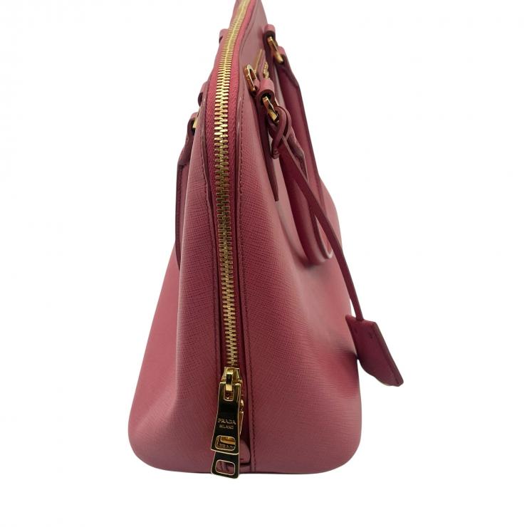 PRADA プラダ サフィアーノ レザー 2WAYハンドバッグ ショルダーバッグ ピンク ゴールド金具 ★美品★