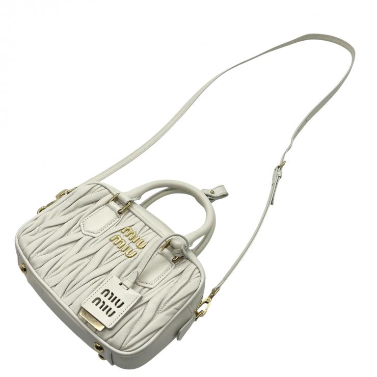 MIUMIU ミュウミュウ アルカディ マテラッセレザー 2WAYハンドバッグ ショルダーバッグ ホワイト 5BB123 レディース ゴールド金具 ★美品★